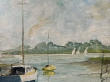 Load image into Gallery viewer, Mid century coastal painting oil on board signed