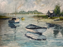 Load image into Gallery viewer, Mid century coastal painting oil on board signed