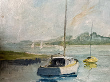 Load image into Gallery viewer, Mid century coastal painting oil on board signed