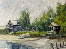 Load image into Gallery viewer, Mid century coastal painting oil on board signed