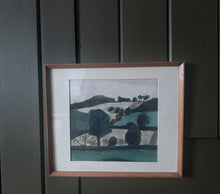 Load image into Gallery viewer, Mid century Modern British patchwork landscape in pastels Henley 1948 on verso