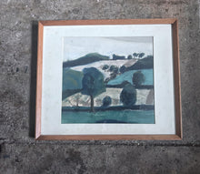 Load image into Gallery viewer, Mid century Modern British patchwork landscape in pastels Henley 1948 on verso