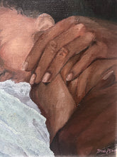 Load image into Gallery viewer, Mid century portrait oil painting on board mother &amp; Baby