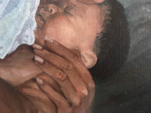 Load image into Gallery viewer, Mid century portrait oil painting on board mother &amp; Baby