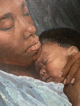 Load image into Gallery viewer, Mid century portrait oil painting on board mother &amp; Baby