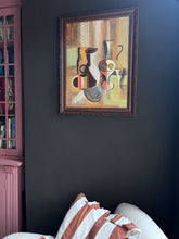 Load image into Gallery viewer, Mid century Cubist still life oil painting on board 