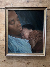 Load image into Gallery viewer, Mid century portrait oil painting on board mother &amp; Baby