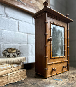 Miniature French faux bamboo armour with foxed glass door
