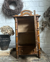 Load image into Gallery viewer, Miniature antique French faux bamboo armoire with glass door &amp; drawer