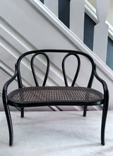 Load image into Gallery viewer, Miniature apprentice piece set of black laquered bentwood &amp; Cane Thonet furniture