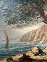 Load image into Gallery viewer, A Modernist late 19th century French landscape coastal scene oil painting on canvas