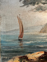 Load image into Gallery viewer, A Modernist late 19th century French landscape coastal scene oil painting on canvas