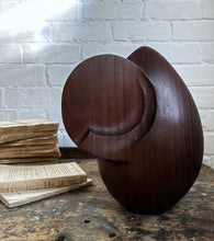 Load image into Gallery viewer, Modernist organic ovoid sculptural wooden teak form late 20th Century signed and dated