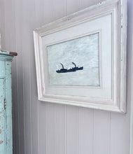 Load image into Gallery viewer, Naive vintage oil painting on board "Clyde Steamers" signed