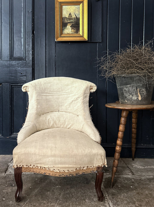 A French Antique Napoleon III deconstructed scroll back chair