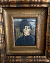 Load image into Gallery viewer, Oil painting portrait on canvas Copy of Nina Hamnett by Roger Fry in authentic antique deep gilded frame