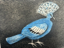 Load image into Gallery viewer, Original Limited edition signed bird print by French Print maker &amp; Illustrator Suzanne Balkanyi "Oiseau Bleu Goura"