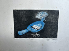 Load image into Gallery viewer, Original Limited edition signed bird print by French Print maker &amp; Illustrator Suzanne Balkanyi "Oiseau Bleu Goura"
