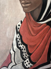 Load image into Gallery viewer, Vintage female POC portrait oil painting on board 