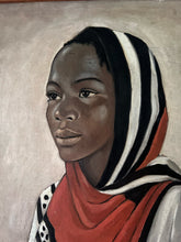 Load image into Gallery viewer, Vintage female POC portrait oil painting on board 