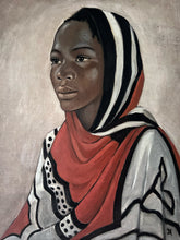 Load image into Gallery viewer, Vintage female POC portrait oil painting on board 