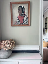 Load image into Gallery viewer, Vintage female POC portrait oil painting on board 