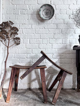 Load image into Gallery viewer, Antique 19th Century Japanese oak barrel top rustic stool