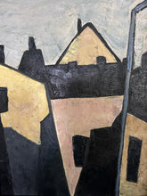 Load image into Gallery viewer, Modernist Pastel and black coloured abstract landscape oil painting  on board