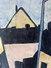 Load image into Gallery viewer, Modernist Pastel and black coloured abstract landscape oil painting  on board