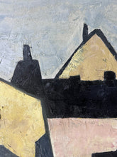 Load image into Gallery viewer, Modernist Pastel and black coloured abstract landscape oil painting  on board