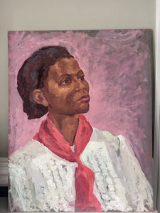 Female lady portrait oil painting on board