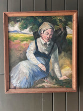 Load image into Gallery viewer, Post Impressionist French School early 20th Century antique portrait painting oil on board