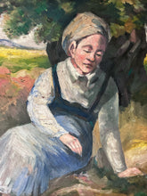 Load image into Gallery viewer, Post Impressionist French School early 20th Century antique portrait painting oil on board