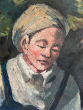 Load image into Gallery viewer, Post Impressionist French School early 20th Century antique portrait painting oil on board