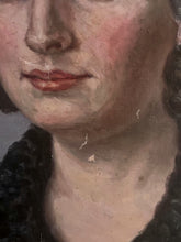 Load image into Gallery viewer, Pre war 1932 French portrait painting on canvas lady M D Vandalle 1932