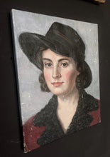 Load image into Gallery viewer, Pre war 1932 French portrait painting on canvas lady M D Vandalle 1932
