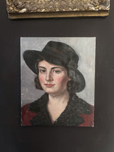 Load image into Gallery viewer, Pre war 1932 French portrait painting on canvas lady M D Vandalle 1932