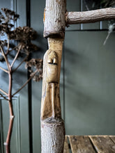 Load image into Gallery viewer, Primitive coppiced wood twig chair with carved mouse on back