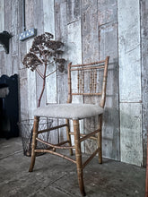 Load image into Gallery viewer, Regency Faux Bamboo antique chair with 100% Irish linen fabric seat 