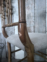 Load image into Gallery viewer, Regency Faux Bamboo antique chair with 100% Irish linen fabric seat