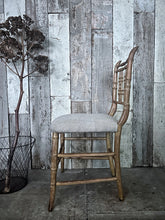 Load image into Gallery viewer, Regency Faux Bamboo antique chair with 100% Irish linen fabric seat 