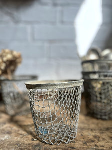 Small vintage European rustic Wirework galvanised  basket