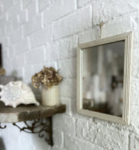 Load image into Gallery viewer, Small white wooden painted vintage wall mirror