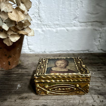 Load image into Gallery viewer, Small wooden Vintage gilded Italian Florentine keepsake box Raphael Madonna image