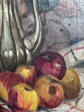 Load image into Gallery viewer, Vintage Still life oil painting on canvas with fruit dated 1930
