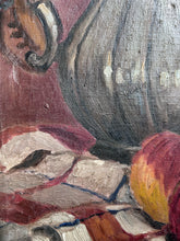 Load image into Gallery viewer, Vintage Still life oil painting on canvas with fruit dated 1930