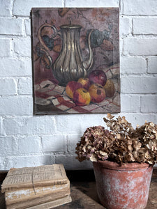 Vintage Still life oil painting on canvas with fruit dated 1930