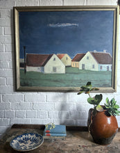 Load image into Gallery viewer, Swedish Mid century large modernist landscape oil painting on canvas dated 1964