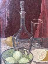 Load image into Gallery viewer, Swedish Mid Century still life with fruit oil painting on board signed and dated