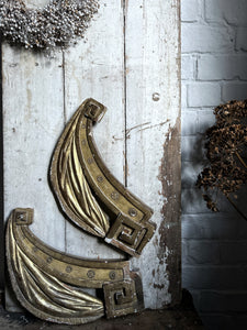 Theatrical art deco gilded wood & gesso decorative pieces